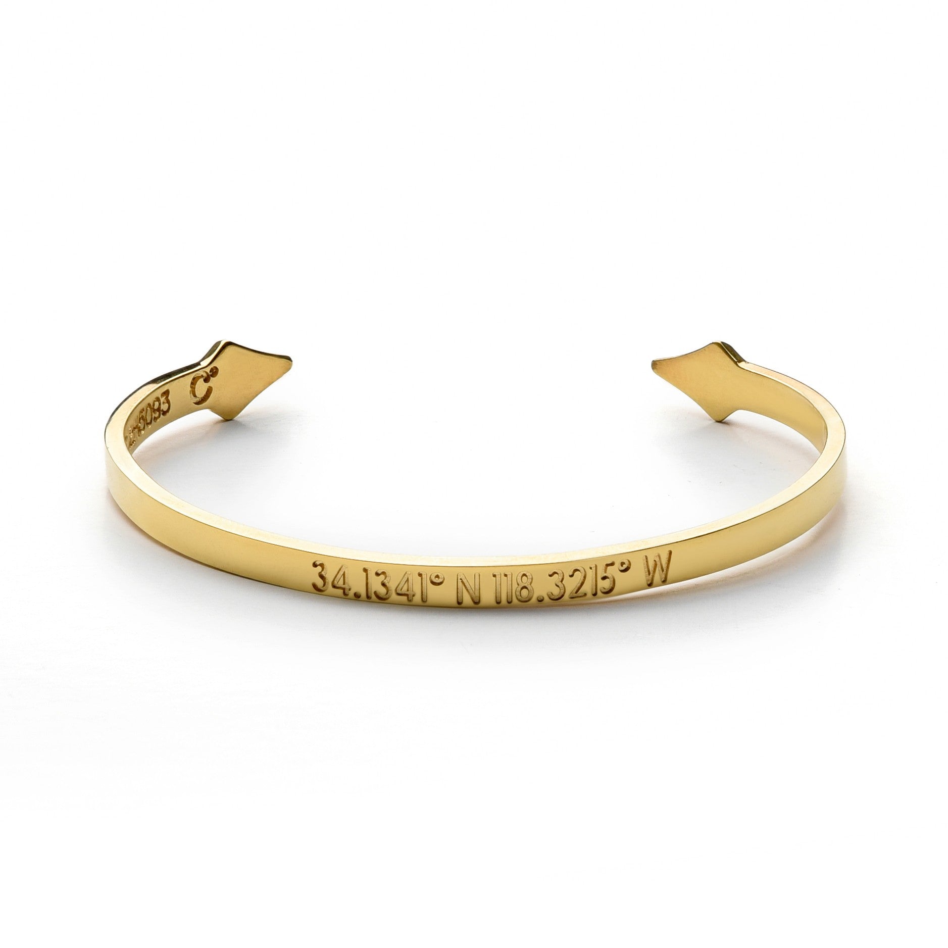 Legend Bracelet - Classic Cuff with Custom Coordinates 14K Gold / 14K Yellow Gold / Medium