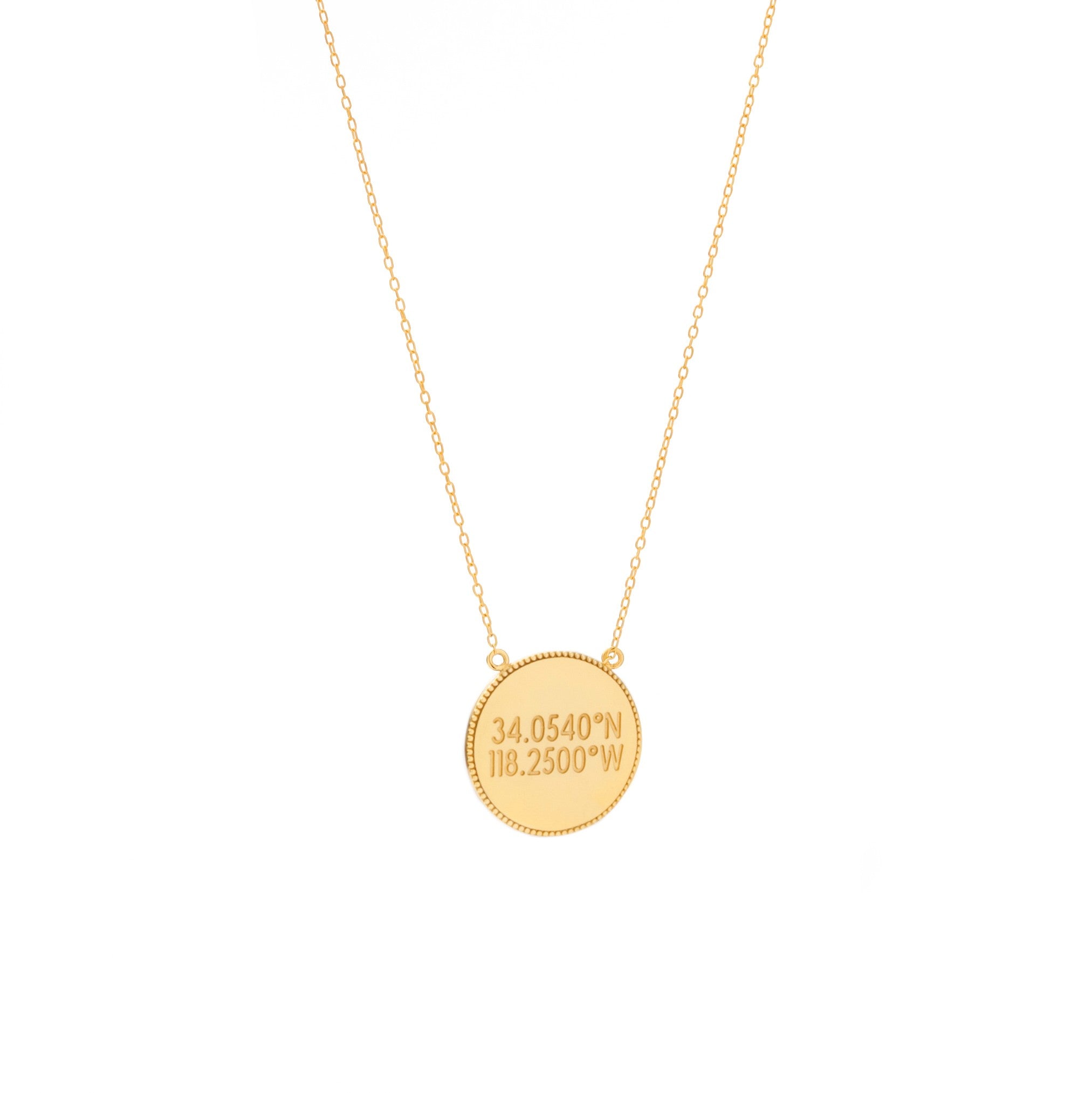 Gold Coin Necklace - Gold Coin Pendant Necklace 14K Gold Vermeil / 16 + 2